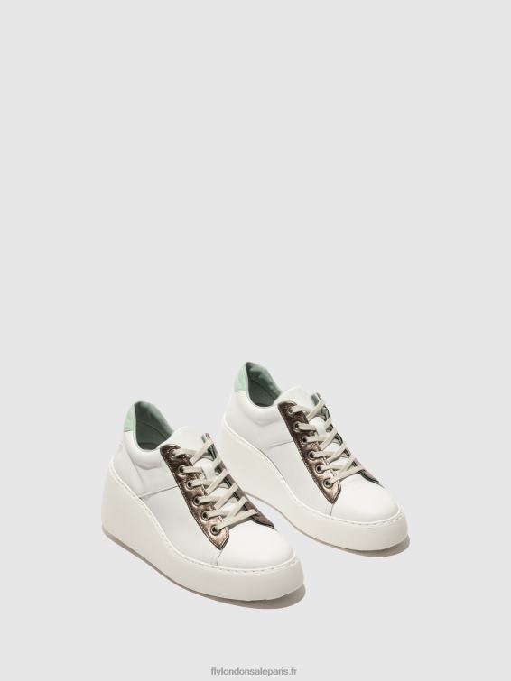 baskets à lacets delf580 femmes 0N8R722 blanc/bronze graphite/menthe Fly London