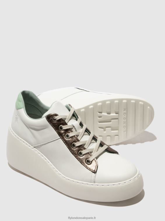 baskets à lacets delf580 femmes 0N8R722 blanc/bronze graphite/menthe Fly London