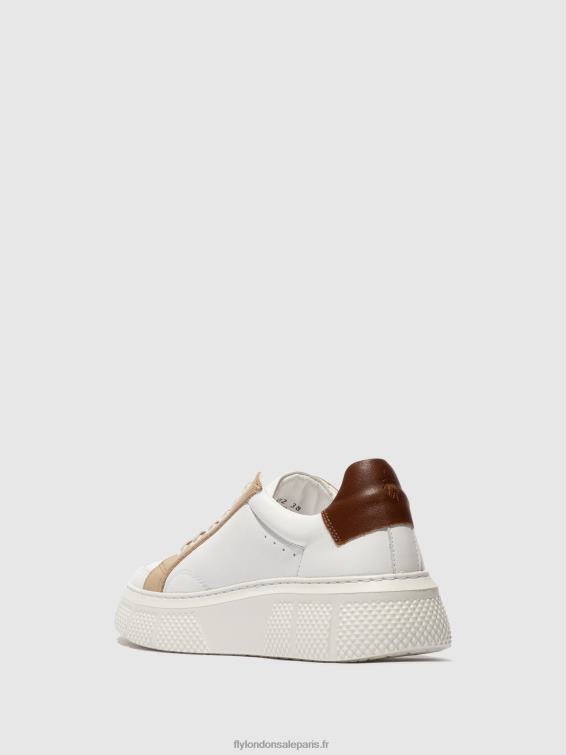 baskets à lacets emmy510 femmes 0N8R757 blanc/beige/cognac Fly London