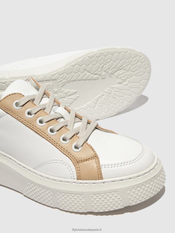 baskets à lacets emmy510 femmes 0N8R757 blanc/beige/cognac Fly London