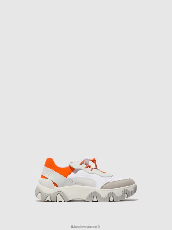 baskets élastiquées fian634 femmes 0N8R748 blanc cassé/corail Fly London