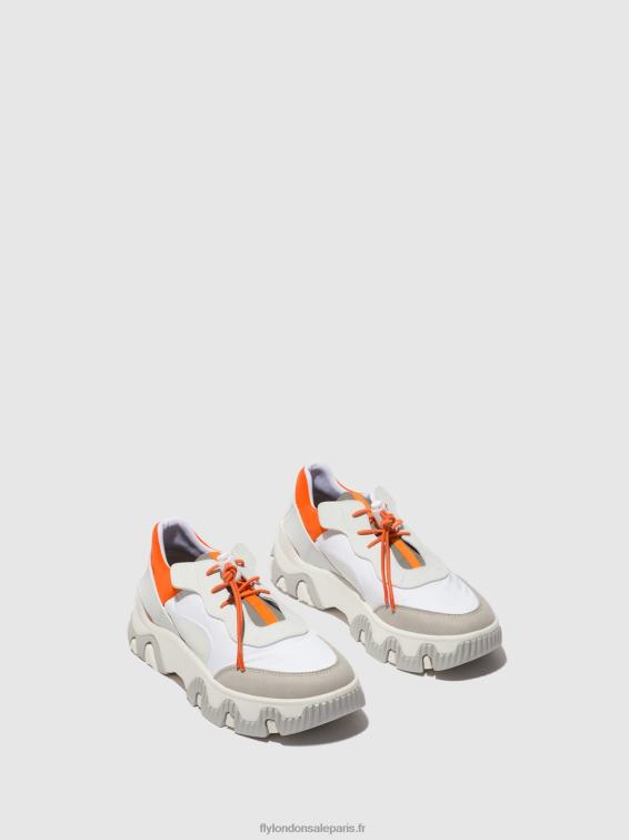 baskets élastiquées fian634 femmes 0N8R748 blanc cassé/corail Fly London