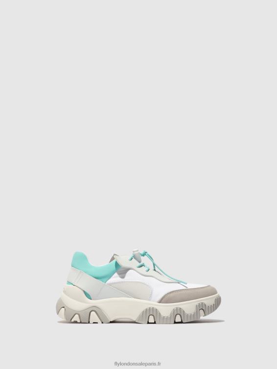 baskets élastiquées fian634 femmes 0N8R749 blanc cassé/mynt Fly London