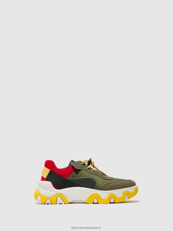 baskets élastiquées fian634 femmes 0N8R763 multi kaki/rouge/jaune Fly London