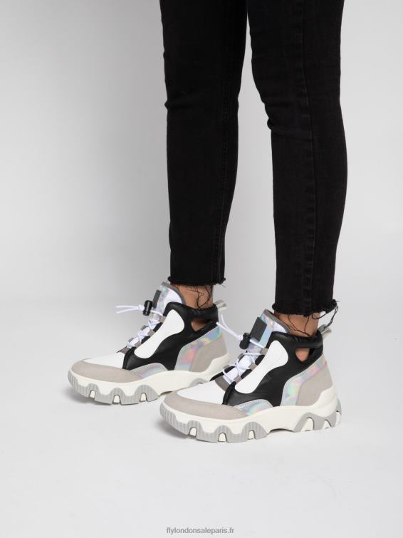 baskets montantes feny633 femmes 0N8R775 multi blanc cassé Fly London
