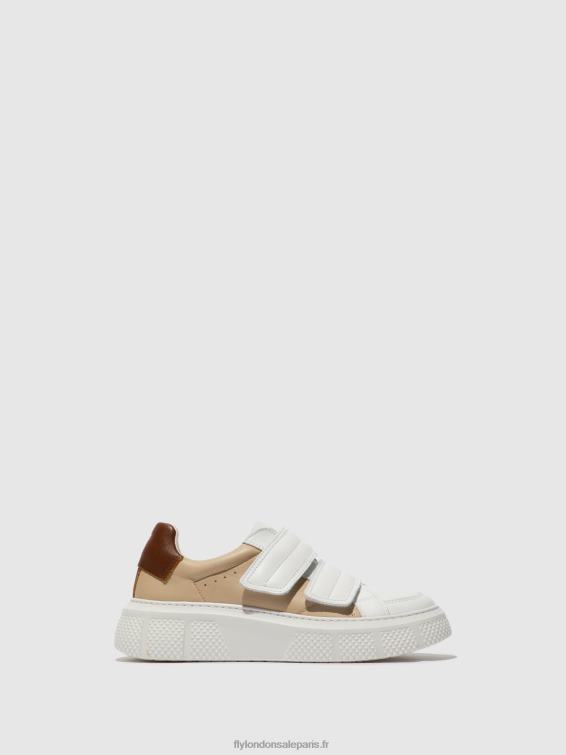 baskets velcro edda513 femmes 0N8R751 blanc/beige/cognac Fly London