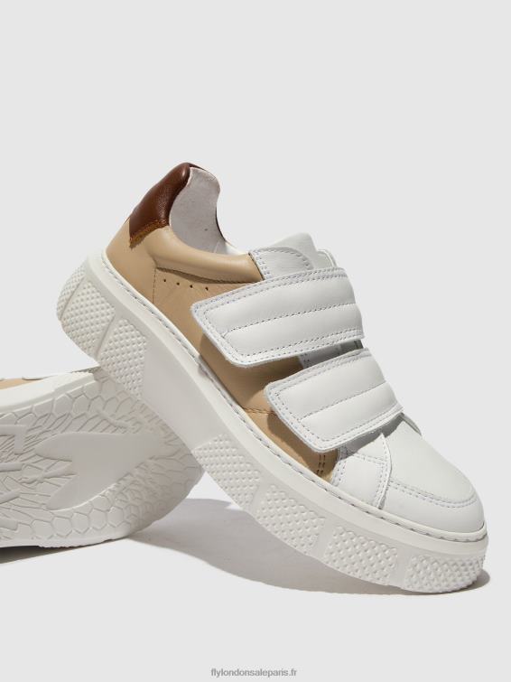 baskets velcro edda513 femmes 0N8R751 blanc/beige/cognac Fly London
