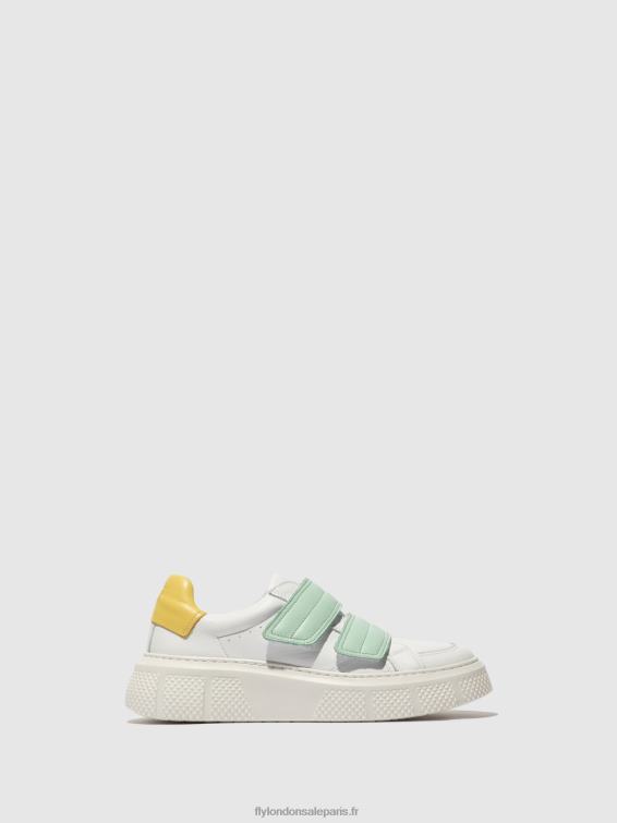 baskets velcro edda513 femmes 0N8R755 blanc/mynt/jaune Fly London