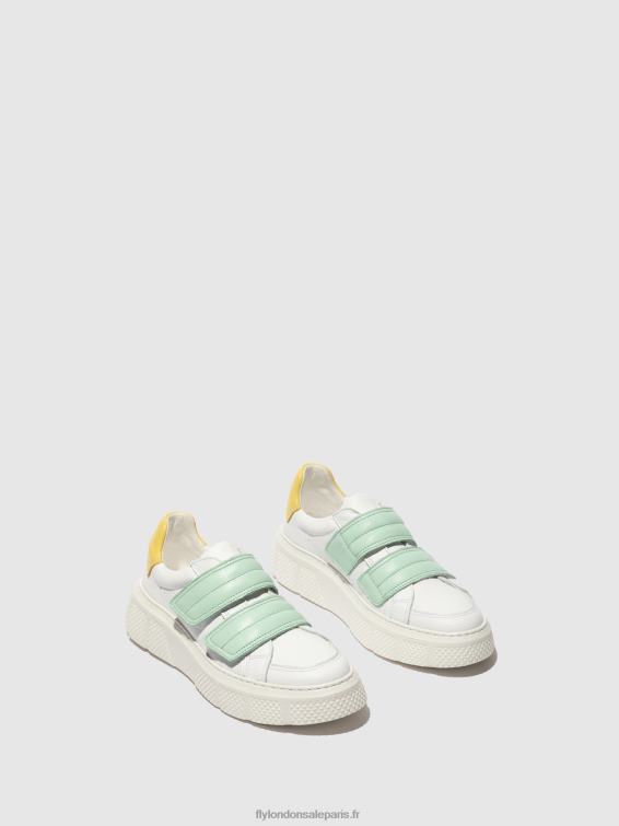 baskets velcro edda513 femmes 0N8R755 blanc/mynt/jaune Fly London