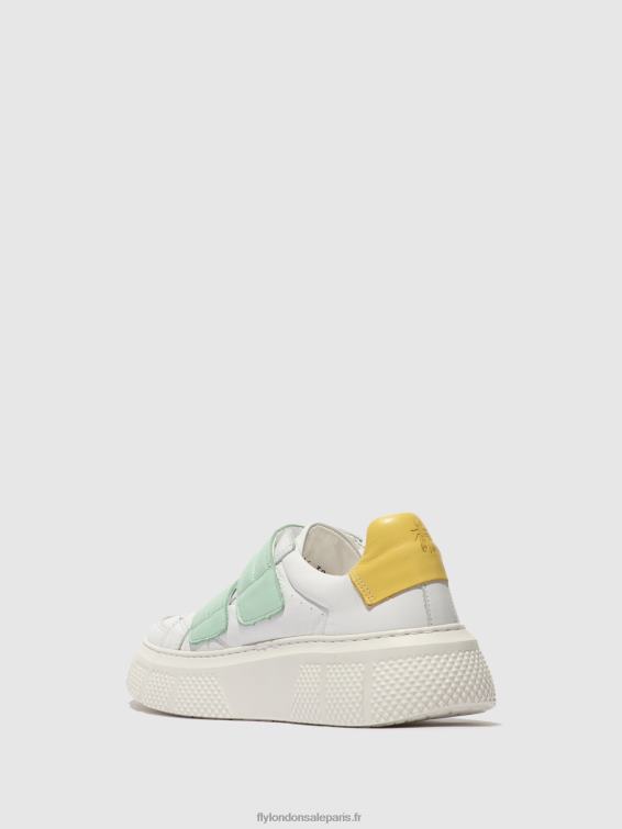baskets velcro edda513 femmes 0N8R755 blanc/mynt/jaune Fly London