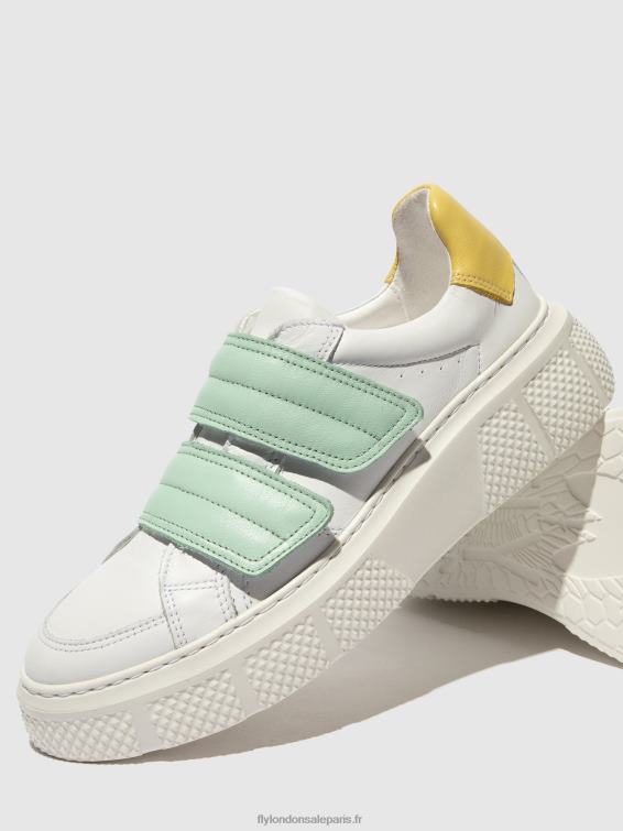 baskets velcro edda513 femmes 0N8R755 blanc/mynt/jaune Fly London