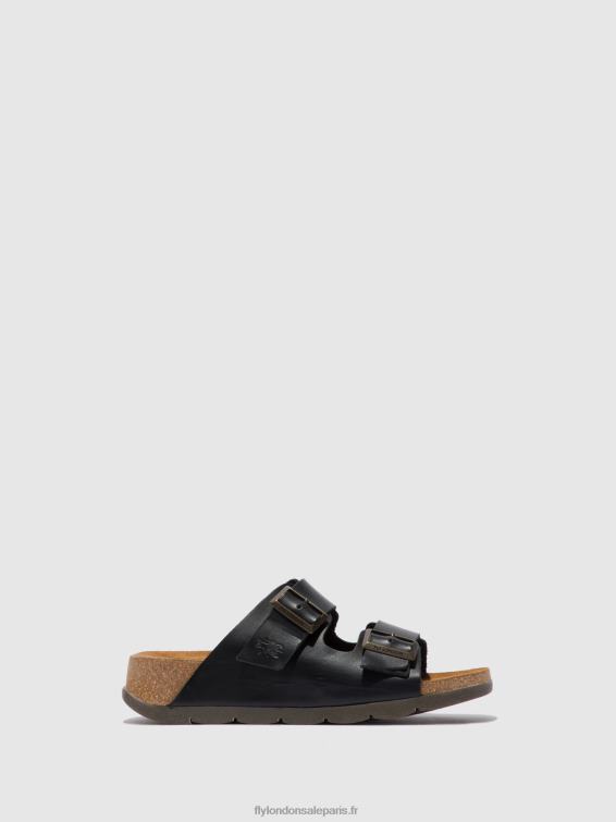 mules à bout ouvert caja721 femmes 0N8R387 bride noire Fly London