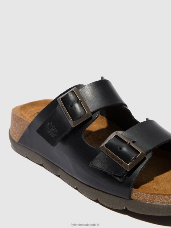 mules à bout ouvert caja721 femmes 0N8R387 bride noire Fly London