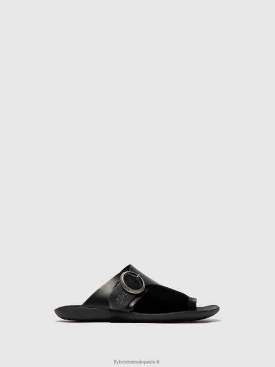 mules à bout ouvert mica758 femmes 0N8R384 bride noire Fly London