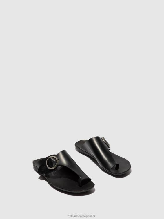 mules à bout ouvert mica758 femmes 0N8R384 bride noire Fly London