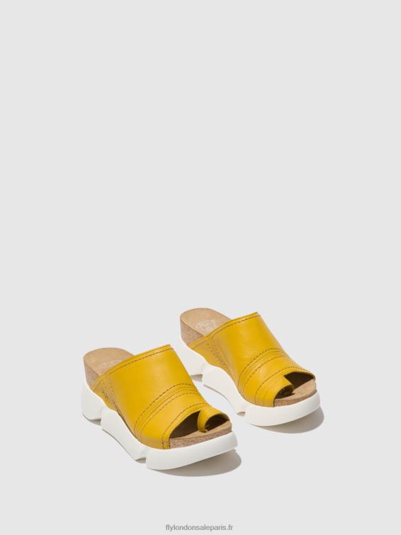mules à bout ouvert sive866 femmes 0N8R381 jaune vif Fly London