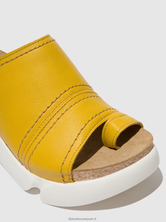 mules à bout ouvert sive866 femmes 0N8R381 jaune vif Fly London